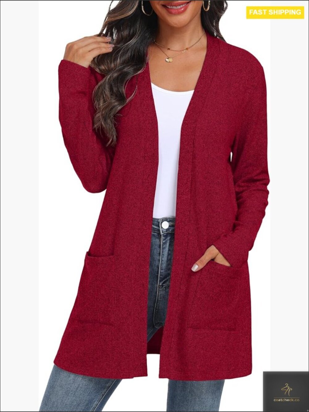 Long Sleeve Cardigan Open Front Lightweight Sweater with Pockets Loose Fit